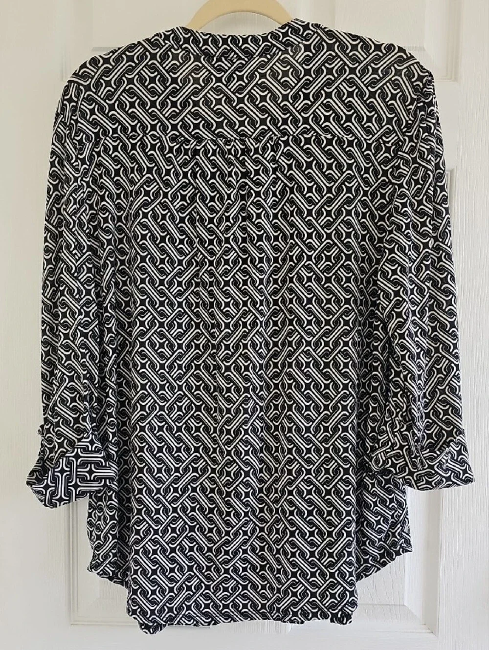 Cocomo Black & White Geometric Button-Front Blouse
